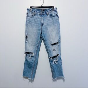 Abercrombie and Fitch Super Destroyed Ankle Cropped Annie Girlfriend Jeans